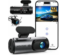 WOLFANG automobilinis vaizdo registratorius 4K su galine 1080p kamera, Wi-Fi ir 170° objektyvu WD03