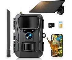 WOLFANG laukinės gamtos kamera 4G LTE 2K 48 MP su saulės skydeliu WT07-Pro-Juodas