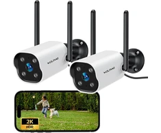 WOLFANG lauko apsaugos kamerų rinkinys 2K Wi-Fi IP65, 2 vnt., WS02