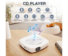 WOLFANG nešiojamas CD grotuvas su Bluetooth, FM radiju ir 4000 mAh baterija WDV04