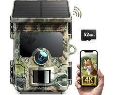 WOLFANG saulės energija maitinama lauko kamera su 4K raiška, 46 MP, Wi-Fi, Bluetooth ir IP66