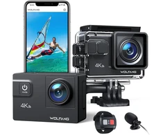 WOLFANG sportinė kamera 4K 60 FPS su Wi-Fi, 40 m atsparumu vandeniui ir 6 ašių EIS GA300