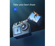 WOLFANG veiksmo kamera 4K 24 MP su Wi-Fi, EIS stabilizavimu ir 40 m atsparumu vandeniui GA200
