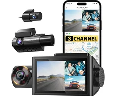 WOLFBOX i07 trijų kanalų automobilinis vaizdo registratorius 4K su Wi-Fi, GPS ir 3 col. LCD