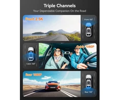 WOLFBOX i07 trijų kanalų automobilinis vaizdo registratorius 4K su Wi-Fi, GPS ir 3 col. LCD