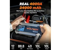 WOLFBOX MegaVolt24 4000A automobilio užvedimo įrenginys 12 V, 24000 mAh su LED žibintuvėliu