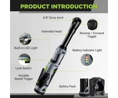 WORKPRO akumuliatorinis veržliaraktis 12 V, 55 Nm, su 2 akumuliatoriais, LED, W125222AU