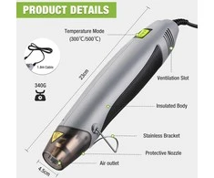 WORKPRO mini karšto oro pūstuvas 400 W su dviem temperatūros režimais, apsauginė galvutė, modelis W125253A