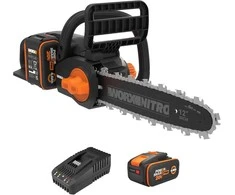 WORX akumuliatorinis grandininis pjūklas 20 V, 30 cm ilgio juosta, bešepetėlinis variklis, WG350E