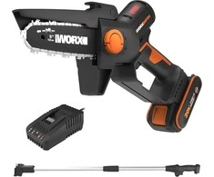 WORX akumuliatorinis mini grandininis pjūklas 20 V, bešepetėlinis variklis, 12 cm juosta, WG325E.1