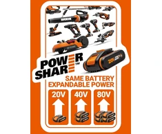 WORX karštų klijų pistoletas 18 V (20 V MAX), 60 W, PowerShare, 200°C, WX045.9