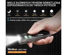 Wurkkos LED rankinis žibintuvėlis HD01 PRO, 1200 lm, UV 365 nm, RGB, įkraunamas