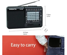 XHDATA nešiojamas radijas MP3 grotuvas su TF kortelės palaikymu ir FM/AM imtuvu D-328
