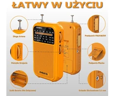 XHDATA nešiojamas retro stiliaus radijo imtuvas FM/MW/SW, baterinis, ausinių įėjimas, D220