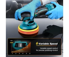 XIAZIR belaidė automobilio poliravimo mašina, 21 V, 2000 mAh, 5500 aps./min, 6 greičiai, 150 mm