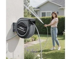 XPOtool automatinis sieninis žarnos ritinys su 15 m PVC žarna, 180° pasukamas laikiklis