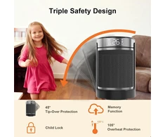 YASHE elektrinis keraminis PTC šildytuvas 1500 W su nuotolinio valdymo pultu PTC-907B