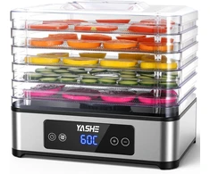 YASHE maisto džiovyklė su 5 nerūdijančiojo plieno padėklais, 400 W, FD-1019