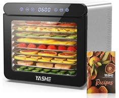 YASHE maisto džiovyklė su nerūdijančio plieno korpusu, 9 padėklai, skaitmeninis valdymas, 800 W, M21012