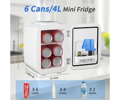 YASHE mini šaldytuvas 4 l, termoelektrinis šaldytuvas–šildytuvas, 12 V/220 V, baltas