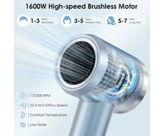 YASHE plaukų džiovintuvas su jonų technologija, 1600 W, 22 m/s oro srautas, HD-896
