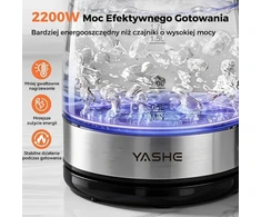 YASHE stiklinis elektrinis virdulys 1,7 l, 2200 W su LED apšvietimu FK-1805-1