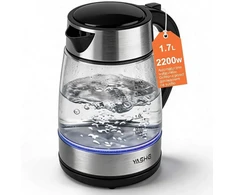 YASHE stiklinis elektrinis virdulys 1,7 l, 2200 W su LED apšvietimu FK-1805-1