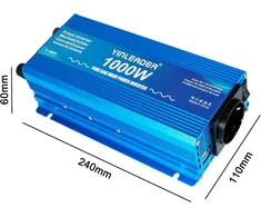 Yinleader įtampos keitiklis su grynąja sinusoidine banga 1000 W 12 V–230 V 1000W12V-P-EU