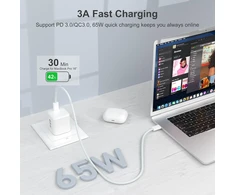 YISH USB-C GaN įkroviklis 65 W su 1 m USB-C laidu TR417002