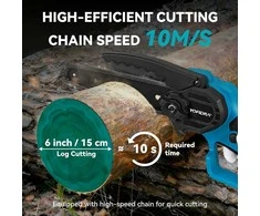 Yofidra 2-in-1 akumuliatorinis mini grandininis pjūklas 6" bešepetėlinė su 2x 3.0Ah akumuliatoriais