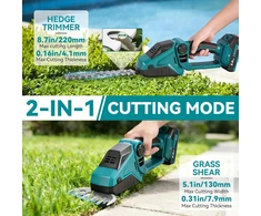 Yofidra akumuliatorinės žolės ir gyvatvorių žirklės 2 viename, 300 W, 200 mm, sku006362Y_2-EU