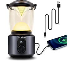 Yonktoo LED stovyklavimo lempa, 10400 mAh, aliuminio korpusas, 5 apšvietimo režimai, LCD ekranas