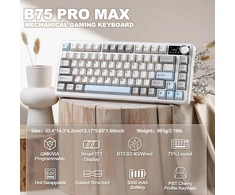 YUNZII belaidė mechaninė klaviatūra 75 % su TFT ekranu, RGB ir QMK/VIA B75 PRO MAX