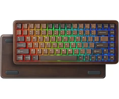 YUNZII mechaninė belaidė klaviatūra WOOD84, 75 %, Bluetooth, 2,4 GHz, USB-C, ruda