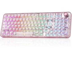 YUNZII X98 belaidė mechaninė žaidimų klaviatūra su ratuku, 98 klavišų, rožinė