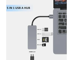 ZanBix USB-A šakotuvas su HDMI, SD ir MicroSD kortelių skaitytuvu HYD-9859H