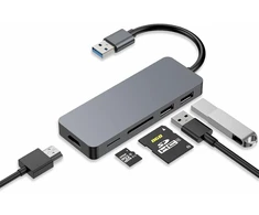 ZanBix USB-A šakotuvas su HDMI, SD ir MicroSD kortelių skaitytuvu HYD-9859H