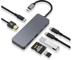 ZanBix USB-C šakotuvas 7 viename su 4K HDMI, 100 W PD ir USB-C 3.2 HYD-9822G