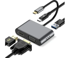 ZanBix USB-C šakotuvas su 4K HDMI, VGA, USB 3.0 ir 100 W PD HYD-9837T