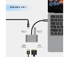 ZanBix USB-C šakotuvas su 4K HDMI, VGA, USB 3.0 ir 100 W PD HYD-9837T