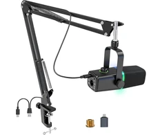 Zealsound dinaminis mikrofonas su USB ir XLR, RGB apšvietimu, 50 Hz–14 kHz, KD8S-EU
