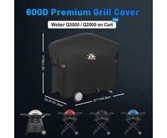 Zettum grilio uždangalas Weber Q2000/Q3000 serijai, 144x57x99 cm, poliuretano, juodas