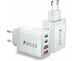 Zhiroad 40 W greita 4 portų sieninė USB-C ir USB-A įkroviklio stotelė (2 vnt., QC3.0/PD3.0, balta)