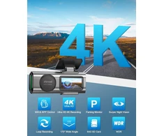 zhiroad automobilinis vaizdo registratorius 4K UHD, priekinė ir galinė 1080p kamera, Wi-Fi Q20S