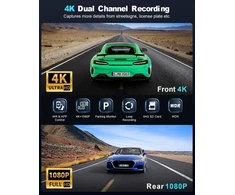 zhiroad automobilinis vaizdo registratorius 4K priekinė ir 1080p galinė kamera Wi-Fi Q20