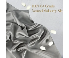 ZIMASILK natūrali šilkinė pagalvės užvalkalas 19 Momme dvipusė, 50x75 cm, sidabrinė pilka