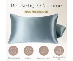 ZIMASILK šilkinis pagalvės užvalkalas, 100% mulberio šilkas, 22 momme, 40x80 cm, mėlynas