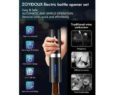 ZOYIDOUX elektrinis vyno butelių atidarytuvas 6 viename, įkraunamas per USB