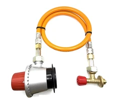1,5 m oranžinė LPG aukšto slėgio žarna su 35 mm W21.8 adapteriu, skirta Campingaz 901–907 balionams