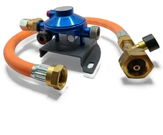 30 mbar LPG dujų slėgio reguliatoriaus komplektas su 450 mm G5–W21,8 aukšto slėgio žarna, 10 mm